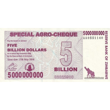 P61 Zimbabwe - 5 Billion Dollars Year 2008/2008 (Agro Cheque)